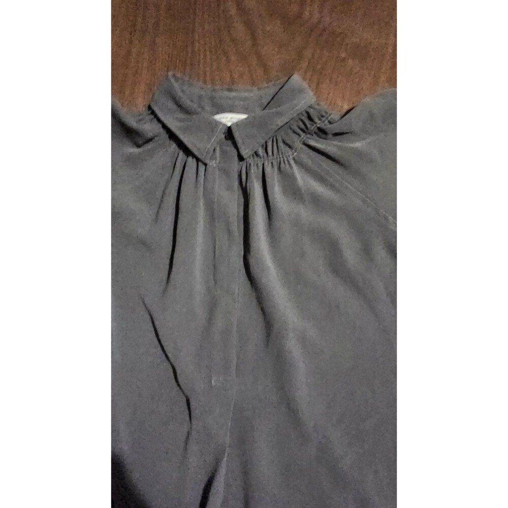 Max Studio Gray Button Up Collared Blouse Size La… - image 4